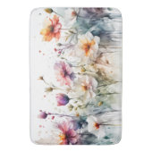 Waterverf Bloemen Pastel Minimaal Botanisch Badmat (Voorkant Verticaal)