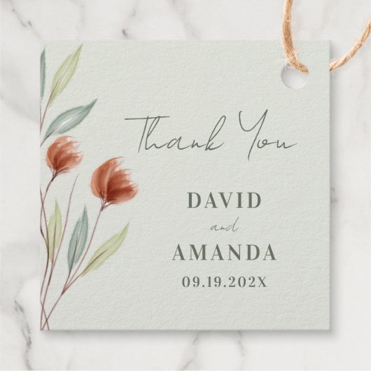 Waterverf Bloemen Pastelgroen Bedankjes Labels (Achterkant)