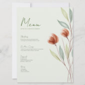 Waterverf Bloemen Pastelgroen Menu Kaart (Voorkant)