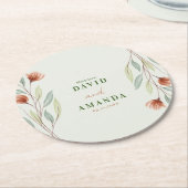 Waterverf Bloemen Pastelgroen Ronde Kartonnen Onderzetter (Gebogen)