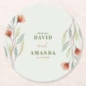 Waterverf Bloemen Pastelgroen Ronde Kartonnen Onderzetter (Voorkant)