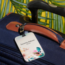 Waterverf bloemen pastelkleuren aangepaste naam bagagelabel