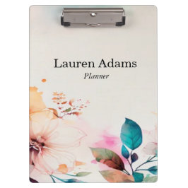 Waterverf bloemen pastelkleuren aangepaste naam klembord