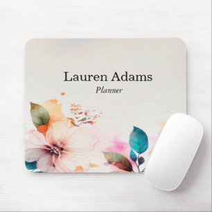 Waterverf bloemen pastelkleuren aangepaste naam muismat