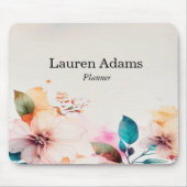 Waterverf bloemen pastelkleuren aangepaste naam muismat (Voorkant)