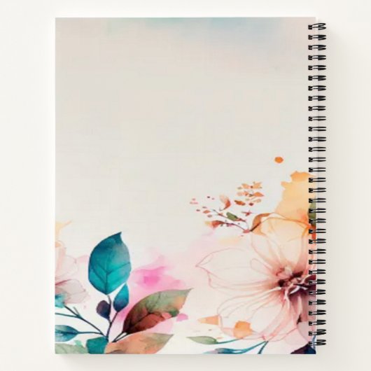 Waterverf bloemen pastelkleuren aangepaste naam notitieboek (Achterkant)