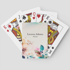 Waterverf bloemen pastelkleuren aangepaste naam pokerkaarten
