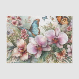 Waterverf Bloemen pastelkleuren  orchis Tissuepapier