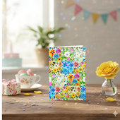 Waterverf Bloemen Patchwork Gepersonaliseerde Verj Kaart