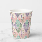 Waterverf Bloemen Patchwork Papieren Bekers (Achterkant)