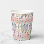 Waterverf Bloemen Patchwork Papieren Bekers (Rechts)