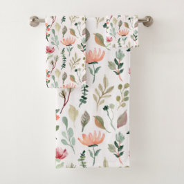 Waterverf Bloemen Patroon Bad Handdoek