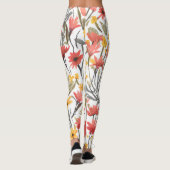  Waterverf Bloemen Patroon Botanische Bloemen Leggings (Achterkant)
