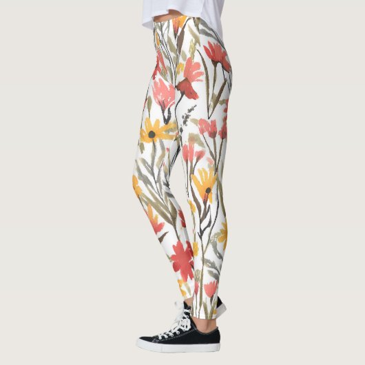  Waterverf Bloemen Patroon Botanische Bloemen Leggings (Links)