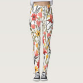  Waterverf Bloemen Patroon Botanische Bloemen Leggings (Voorkant)