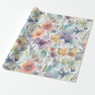 Waterverf bloemen patroon cadeaupapier