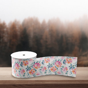 Waterverf Bloemen Patroon Elegante Bloemen Satijnen Lint