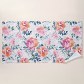 Waterverf Bloemen Patroon Elegante Bloemen Strandlaken (Voorkant)