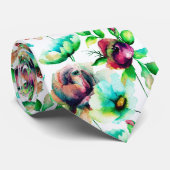 Waterverf Bloemen Patroon Illustratie Stropdas (Opgerold)