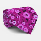 Waterverf Bloemen Patroon in Berry Magenta Stropdas (Opgerold)