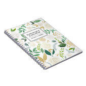 Waterverf Bloemen Patroon met Faux Gold Glitter Notitieboek (Rechterzijde)