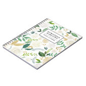 Waterverf Bloemen Patroon met Faux Gold Glitter Notitieboek (Linkerzijde)