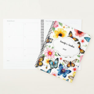 Waterverf Bloemen Patroon Persoonlijke tuin Planner