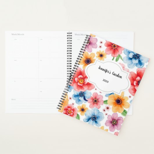 Waterverf Bloemen Patroon Persoonlijke tuin Planner (Display)