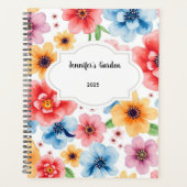 Waterverf Bloemen Patroon Persoonlijke tuin Planner (Voorkant)
