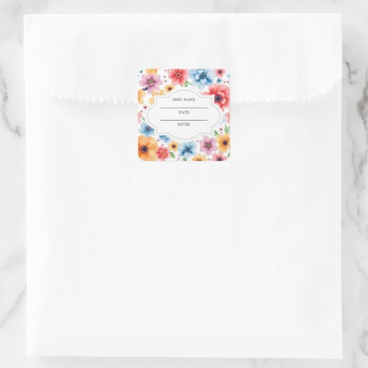 Waterverf bloemen patroon seed saver envelop vierkante sticker (Tas)