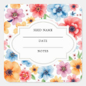 Waterverf bloemen patroon seed saver envelop vierkante sticker (Voorkant)