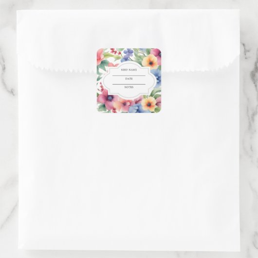 Waterverf bloemen patroon seed saver envelop vierkante sticker (Tas)