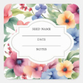 Waterverf bloemen patroon seed saver envelop vierkante sticker (Voorkant)
