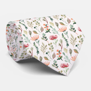 Waterverf Bloemen Patroon Stropdas
