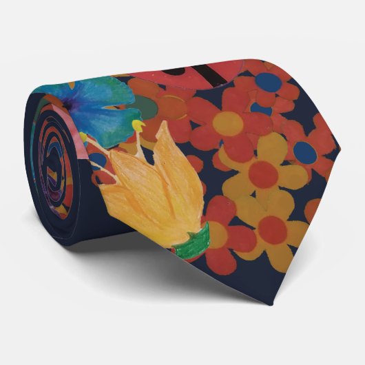  waterverf bloemen patroon stropdas (Opgerold)