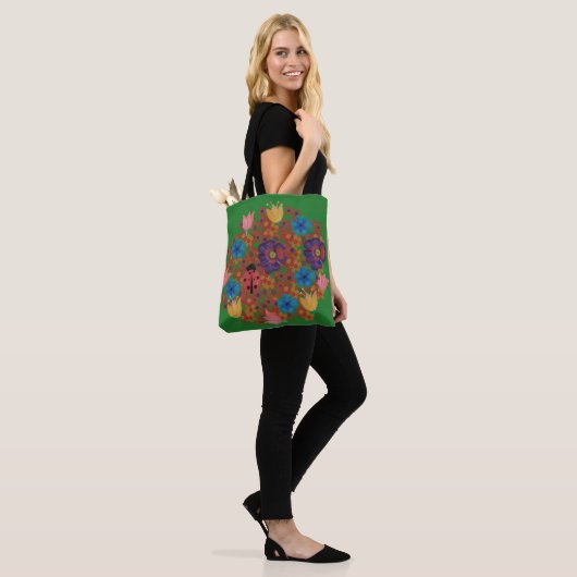  waterverf bloemen patroon tote bag (Op model)