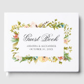 Waterverf bloemen. Peach bruiloft. botanisch Gastenboek (Voorkant)