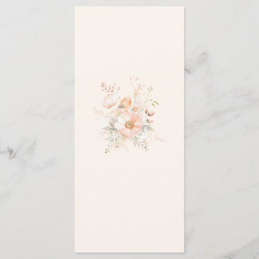 Waterverf Bloemen Peach Bruiloft Menu (Achterkant)