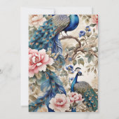 Waterverf Bloemen Peacock Chinoiserie Bruiloft Save The Date (Achterkant)
