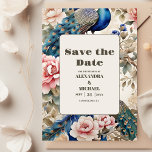 Waterverf Bloemen Peacock Chinoiserie Bruiloft Save The Date<br><div class="desc">Kondig je liefde aan met een kunstige touch met behulp van onze Floral Chinoiserie Wedding Save the Date. Dit betoverende ontwerp, geïnspireerd op Chinoiserie-kunst, voegt een grillig en romantisch element toe aan uw aankondiging. Laat de ingewikkelde bloemenpatronen de bloeiende liefde symboliseren die binnenkort gevierd zal worden op je trouwdag. Verhoog...</div>