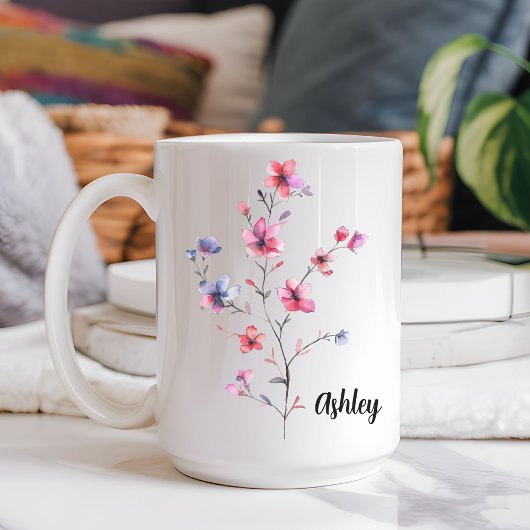 Waterverf Bloemen Personalized Mok voor Moeder of