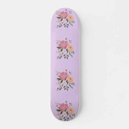 Waterverf bloemen persoonlijk skateboard (Voorkant)