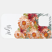 Waterverf Bloemen Perzik Gouden Monogram Case-Mate iPhone Case (Achterkant (horizontaal))