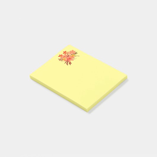 Waterverf Bloemen Perzikkleurig en Geel Post-it® Notes (Schuin)