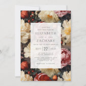  Waterverf Bloemen Pioenrozen Bruiloft Kaart (Voorkant)