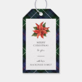 Waterverf Bloemen Plaid Script Rustic Christmas Cadeaulabel (Voorkant)