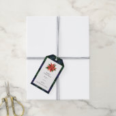 Waterverf Bloemen Plaid Script Rustic Christmas Cadeaulabel (Met Touw)