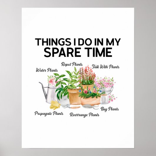 Waterverf Bloemen Plant Grappig Quote Tuinieren Poster (Voorkant)