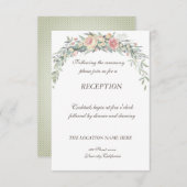 Waterverf bloemen, poka Dots Wedding Reception Informatiekaartje (Voorkant / Achterkant)