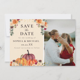 Waterverf Bloemen Pompoenen Foto Herfst Bruiloft Save The Date